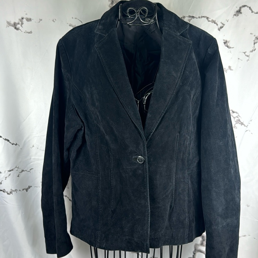 Relativity Suede Leather Jacket Single Button Lin… - image 1